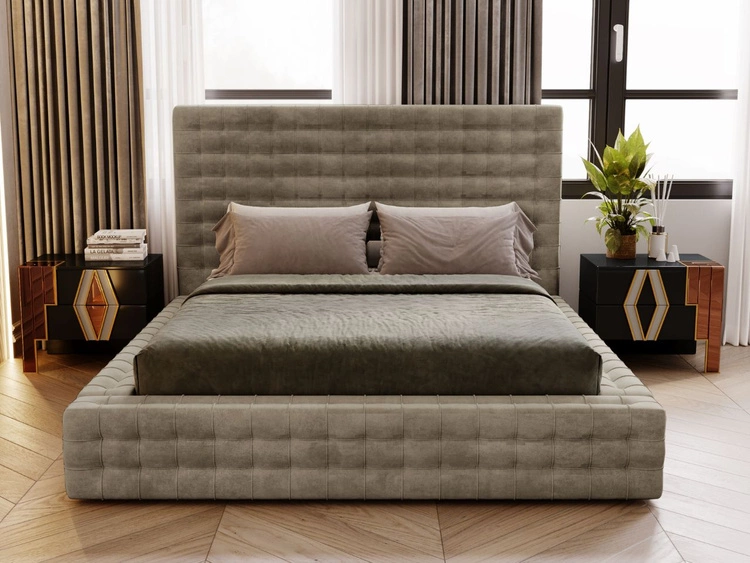 Polsterbett mit Bettkasten und Lattenrost 180x200 Barbados Hellbraun