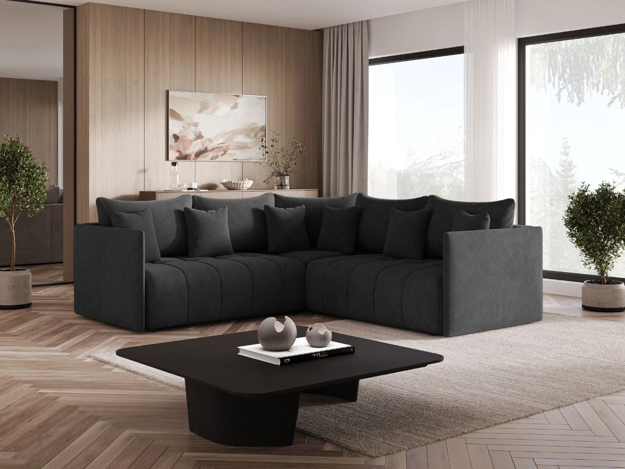 Ecksofa L-Form mit Schlaffunktion und Bettkasten Ardi L Anthrazit