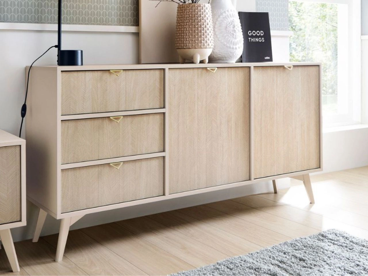Kommode mit Türen und Schubladen Modena Beige