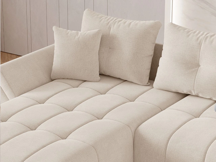 Ecksofa L-Form mit Schlaffunktion und Bettkasten Decor L Beige