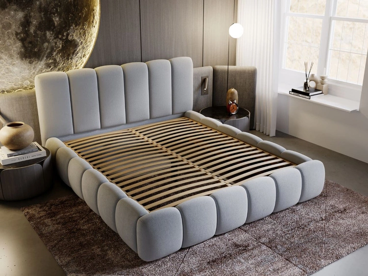 Polsterbett Ohne Bettkasten mit Lattenrost 160x200 Cloud Hellgrau