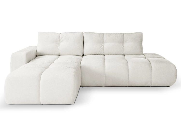 Ecksofa L-Form Links mit Schlaffunktion und Bettkasten Sile L Hellbeige