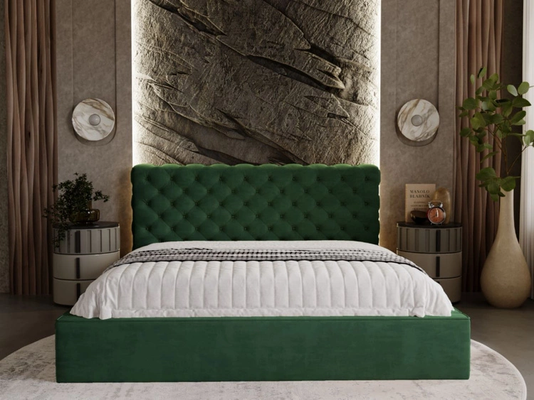 Polsterbett mit Bettkasten und Lattenrost 120x200 Apollo Grün