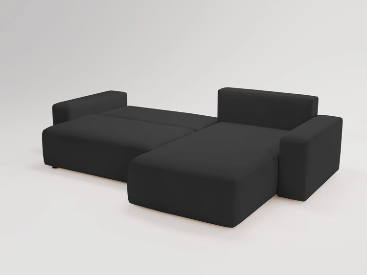 Ecksofa L-Form Rechts mit Schlaffunktion und Bettkasten Tazones Schwarz