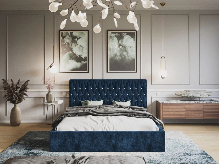Polsterbett mit Bettkasten und Lattenrost 160x200 Benny Dunkelblau