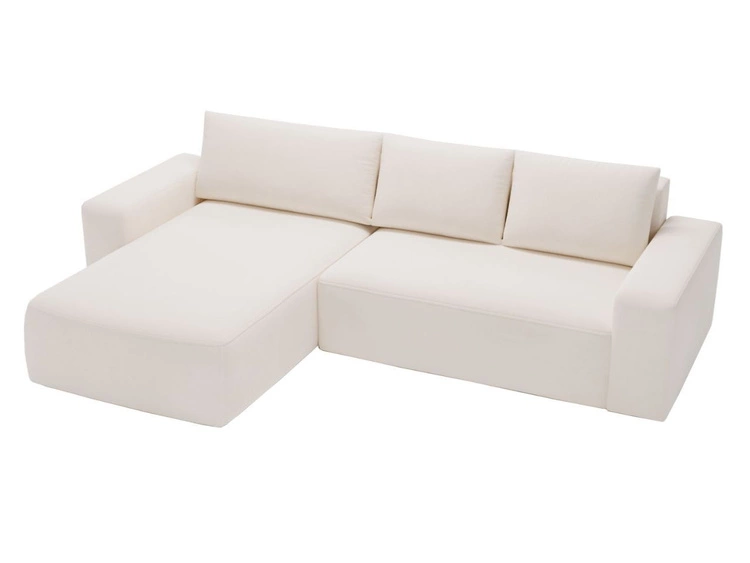 Ecksofa L-Form Links mit Schlaffunktion und Bettkasten Tazones Creme