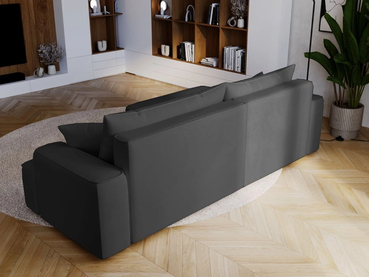Ecksofa L-Form Links mit Schlaffunktion und Bettkasten California Grau