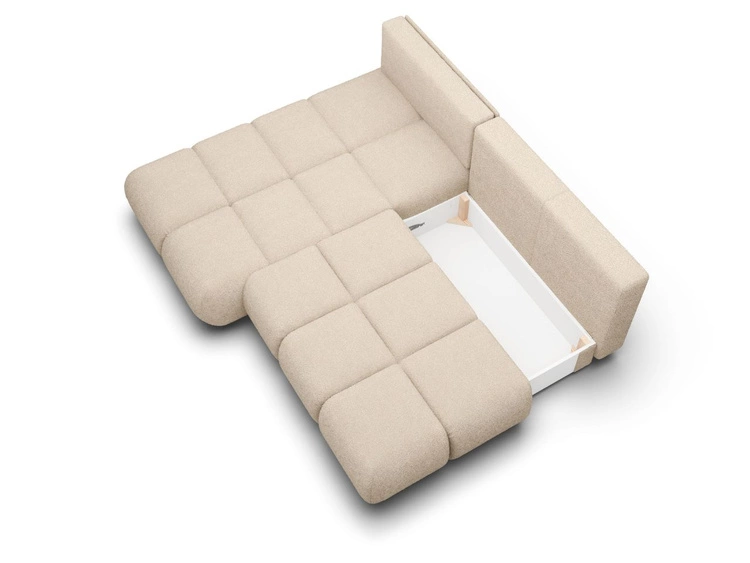 Ecksofa mit Schlaffunktion und Bettkasten Links Milet Beige