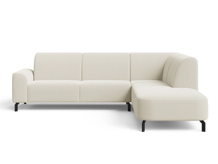 Ecksofa L-Form Rechts Regento Bouclé-Stoff Hellbeige