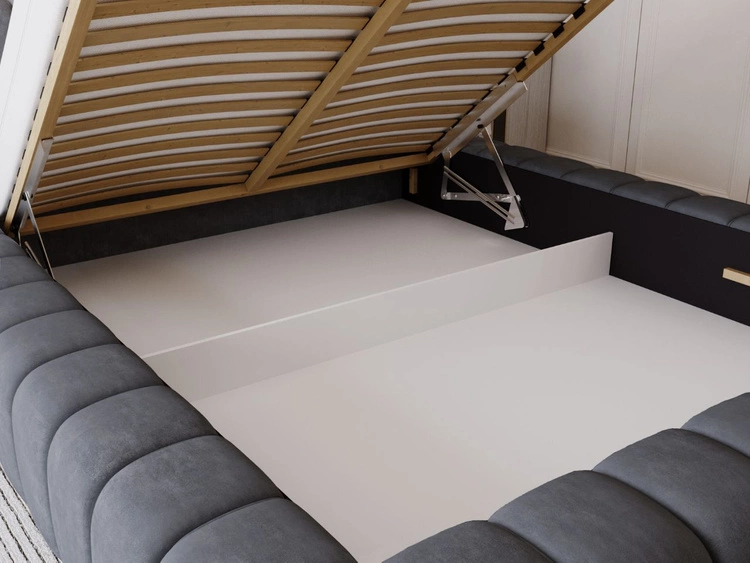 Polsterbett mit Bettkasten und Lattenrost 160x200 Italia Dunkelgrau