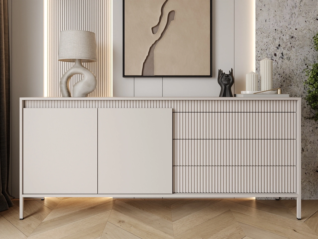 Kommode mit Türen und Schubladen 187 cm Sorano Beige