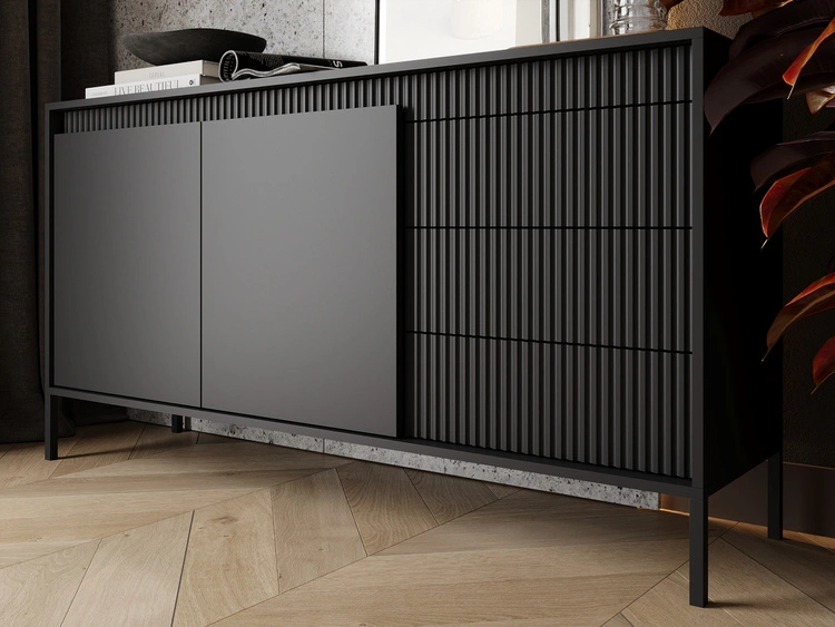 Kommode mit Türen und Schubladen 153 cm Sorano Schwarz
