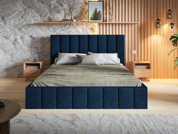 Polsterbett mit Bettkasten und Lattenrost 120x200 Siena Dunkelblau