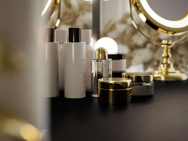 Schminktisch glamour mit Schubladen, Spiegel und LED-Beleuchtung Olivine Schwarz Hochglanz