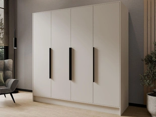 Kleiderschrank 200 cm Perugia Kaschmir mit schwarzen Griffen