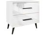 Nachttisch mit Schubladen auf Schwarzen Metallbeinen Nuveo Weiß Hochglanz