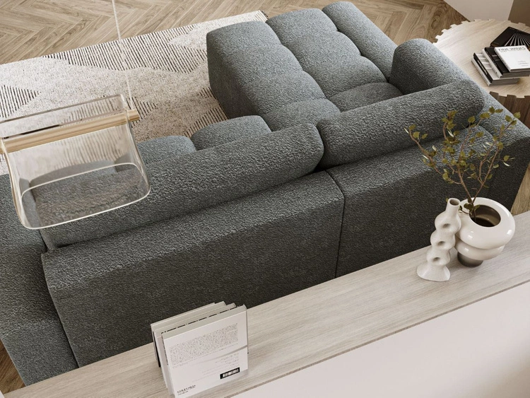 Ecksofa L-Form Links mit Schlaffunktion und Bettkasten Lana Grau