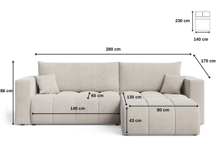 Ecksofa L-Form mit Schlaffunktion und Bettkasten Neva Bouclé-Stoff Grau