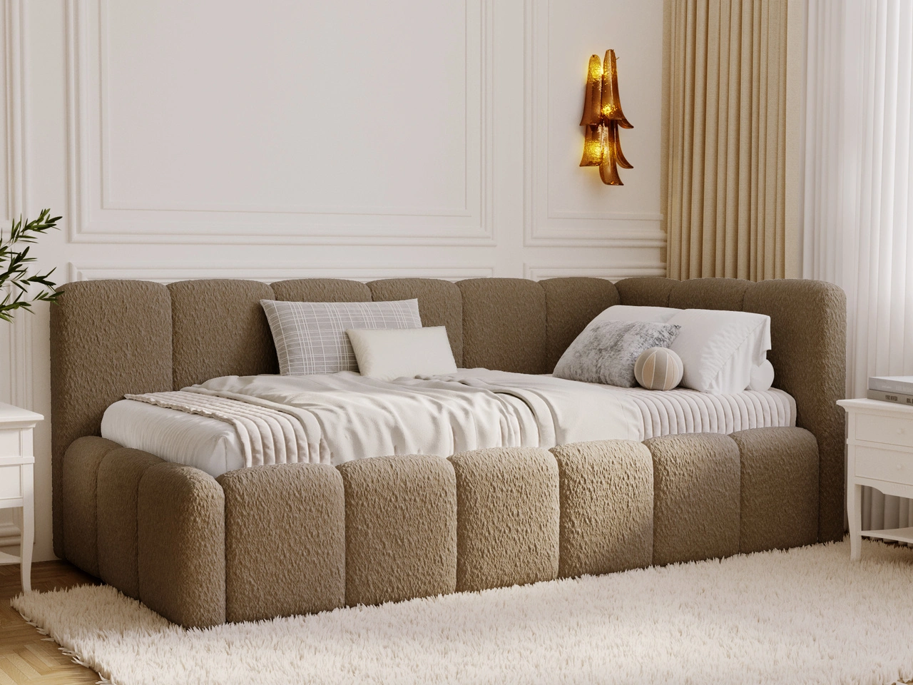 Jugendbett Einzelbett mit Bettkasten und Lattenrost 90x200 Cloud One Braun