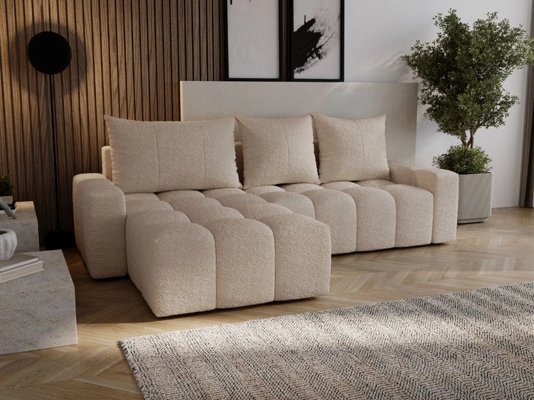 Ecksofa L-Form mit Schlaffunktion und Bettkasten Bresso Beige