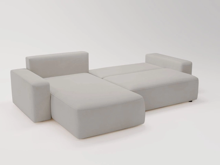 Ecksofa L-Form Links mit Schlaffunktion und Bettkasten Tazones Hellgrau