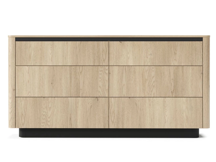 Kommode mit sechs Schubladen 160 cm Fascino Eiche Cremona, Schwarz