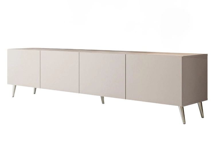 TV-Lowboard mit Türen auf Silbernen Metallbeinen 200 cm Nodoo Kaschmir