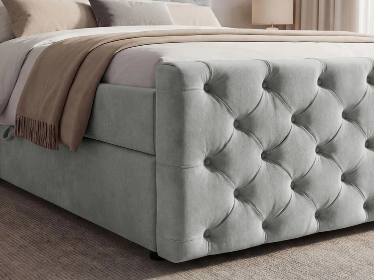 Boxspringbett mit Bettkasten 160x200 Montego Hellgrau