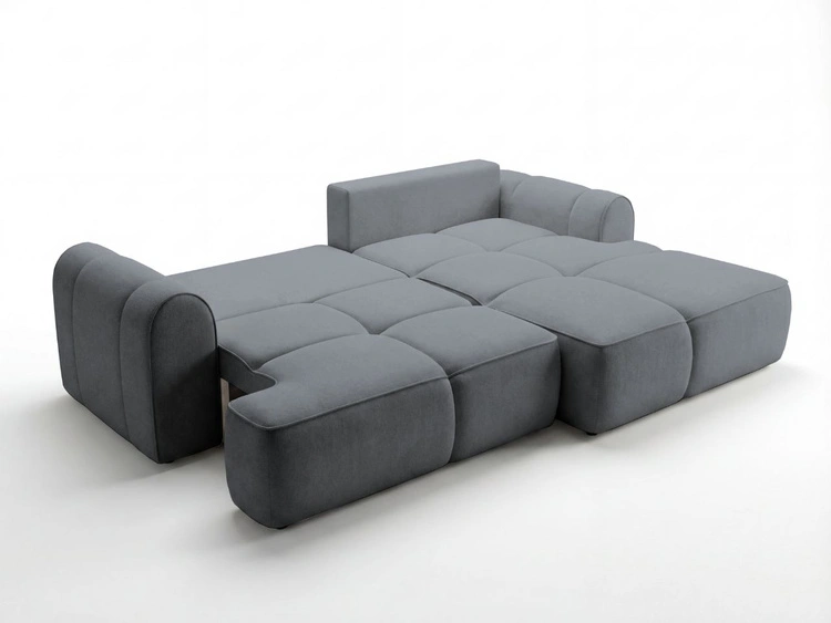 Ecksofa L-Form Rechts mit Schlaffunktion und Bettkasten Bonno Dunkelgrau