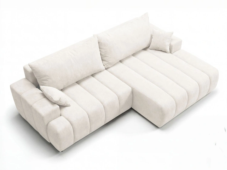Ecksofa L-Form Rechts mit Schlaffunktion und Bettkasten Caleo Creme