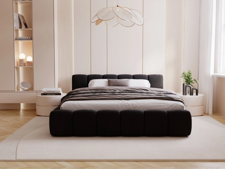 Polsterbett mit Bettkasten und Lattenrost 180x200 Cloud Low Schwarz