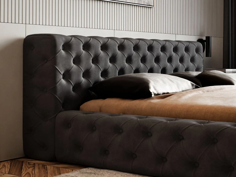 Polsterbett mit Bettkasten und Lattenrost 160x200 Palini Schwarz