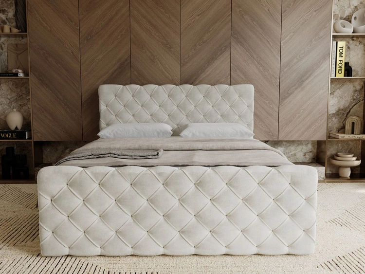 Boxspringbett mit Bettkasten 160x200 Lunaris Creme