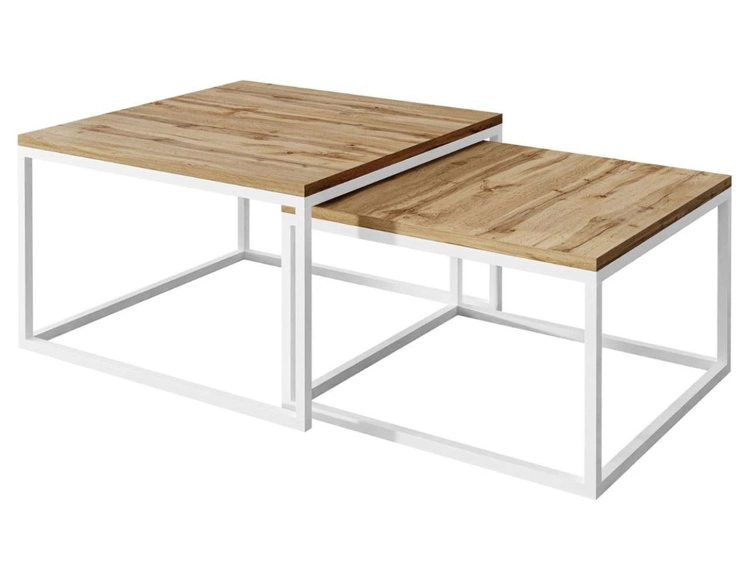 Couchtisch auf weißem Gestell Asumi Eiche Wotan 36x42