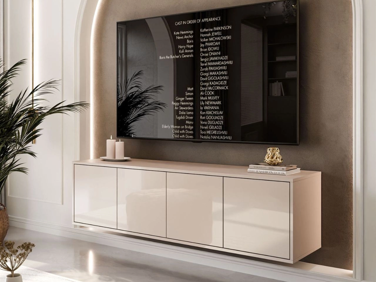 Hängender TV-Schrank mit Türen Vivance Kaschmir Hochglanz