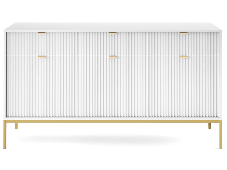 Kommode mit Türen und Schubladen Amber Weiß, Gold Frame