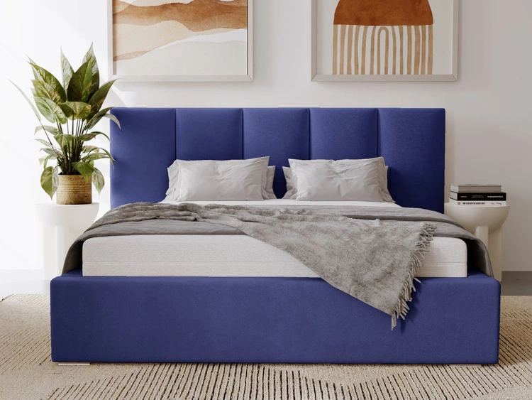 Polsterbett mit Bettkasten und Lattenrost 140x200 Lizbona Dunkelblau