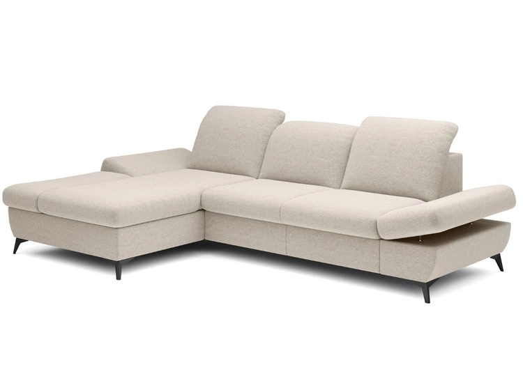 Ecksofa L-Form Links mit Schlaffunktion und Bettkasten Hannover Creme