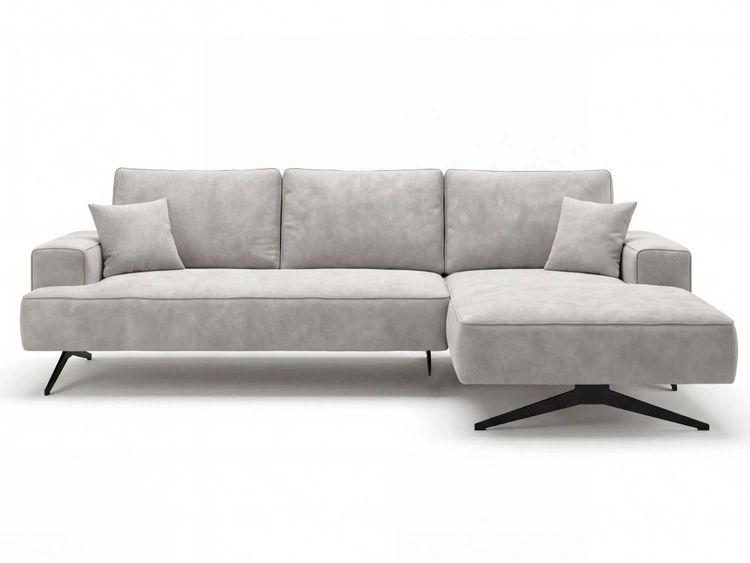Ecksofa L-Form auf Metallbeinen Leto Rechts Grau