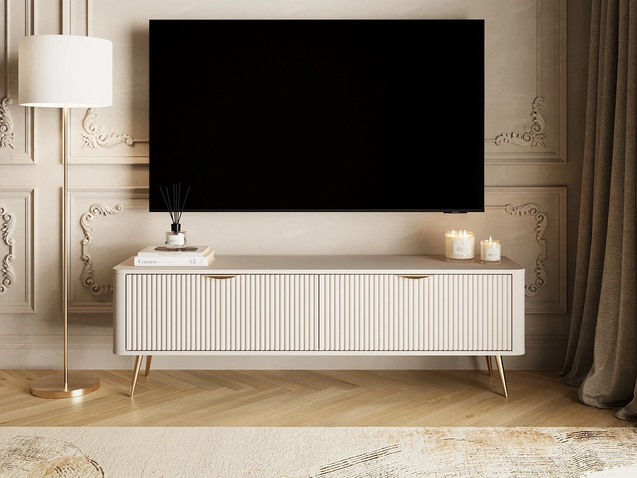 TV-Lowboard mit Türen 160 cm Latina Beige