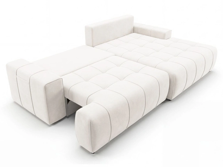 Ecksofa L-Form mit Schlaffunktion und Bettkasten Tulio Rechts Creme