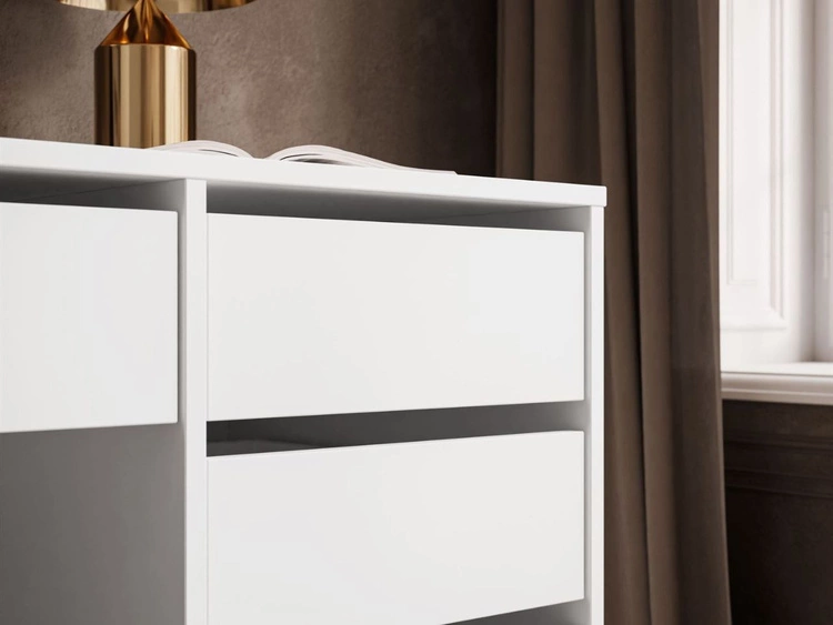 Schreibtisch mit fünf Schubladen Melo Weiß Matt