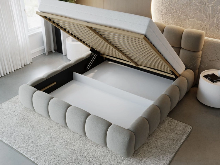 Polsterbett mit Bettkasten und Lattenrost 160x200 Modo Grau