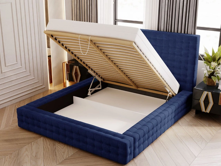 Polsterbett mit Bettkasten und Lattenrost 120x200 Barbados Blau