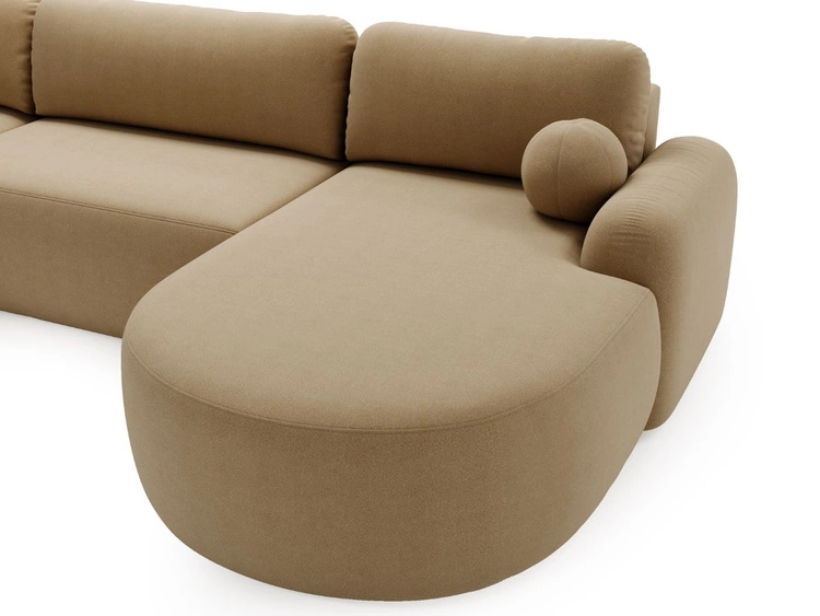 Wohnlandschaft mit Schlaffunktion und Bettkasten Aurio Hellbraun