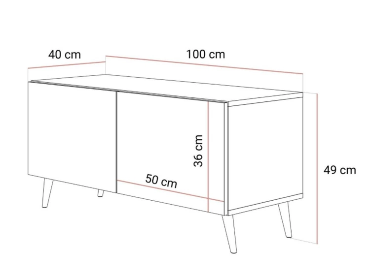 TV-Lowboard mit Türen auf Goldenen Metallbeinen 100 cm Nodoo Kaschmir