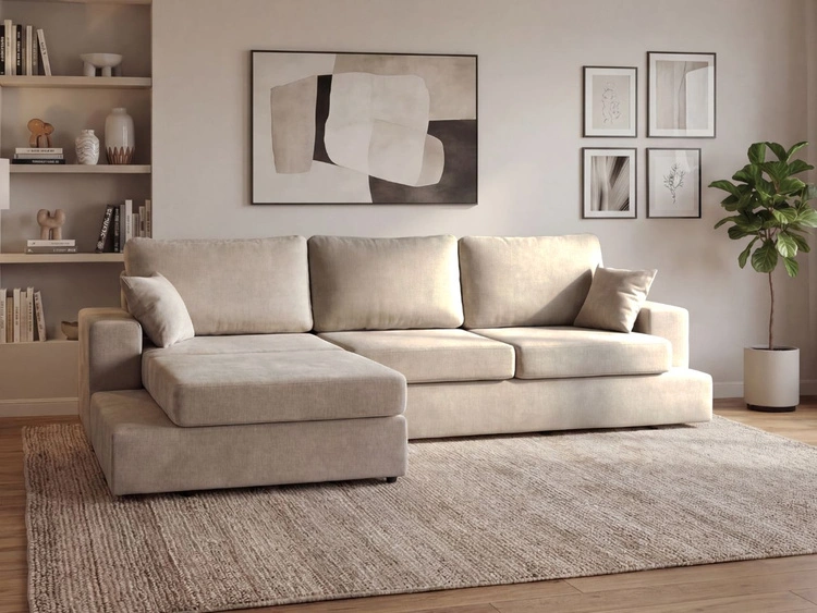 Ecksofa L-Form fürs Wohnzimmer Nesto Links Beige