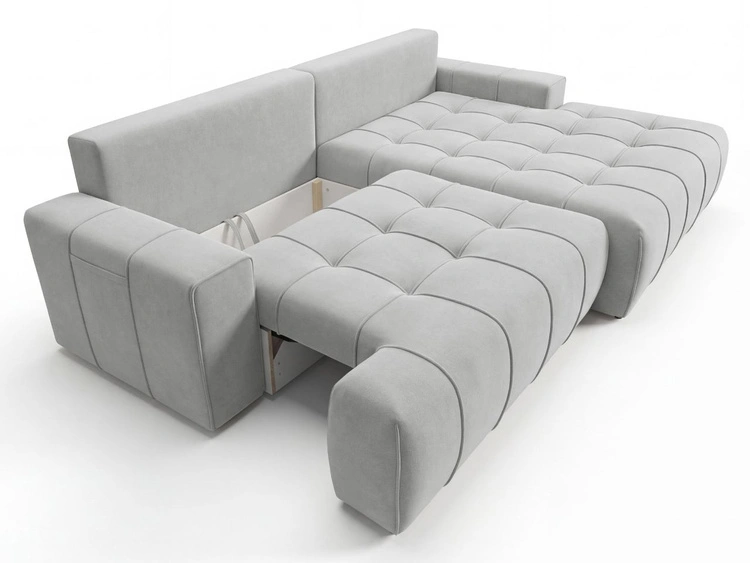 Ecksofa L-Form mit Schlaffunktion und Bettkasten Tulio Rechts Grau