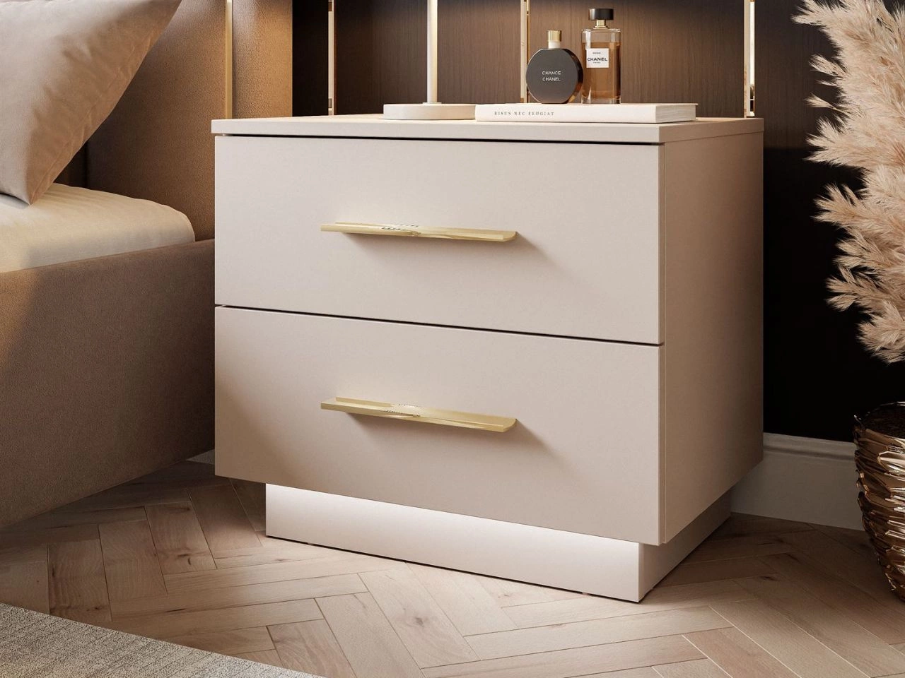 Nachttisch mit zwei Schubladen Nuveo Kaschmir