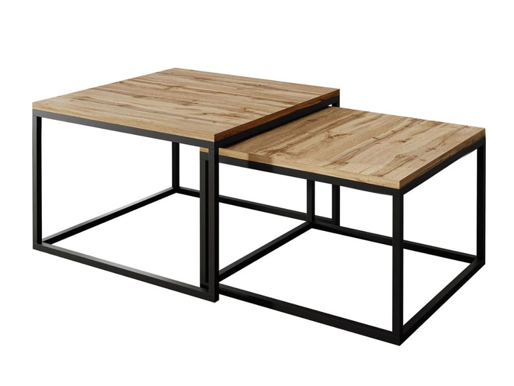 Couchtisch auf schwarzem Gestell Asumi Eiche Wotan 40x46